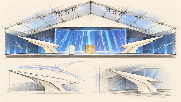 René Moawad Airport Ceremony — interpretive sketch / Not to scale