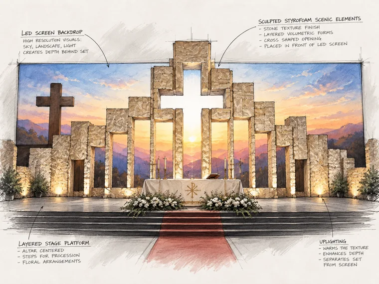 The Rock of Faith / Concept sketch · Not to scale
