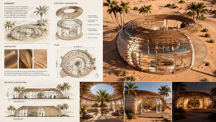 Mega Dunes Eco Lodges / Concept board · Not to scale